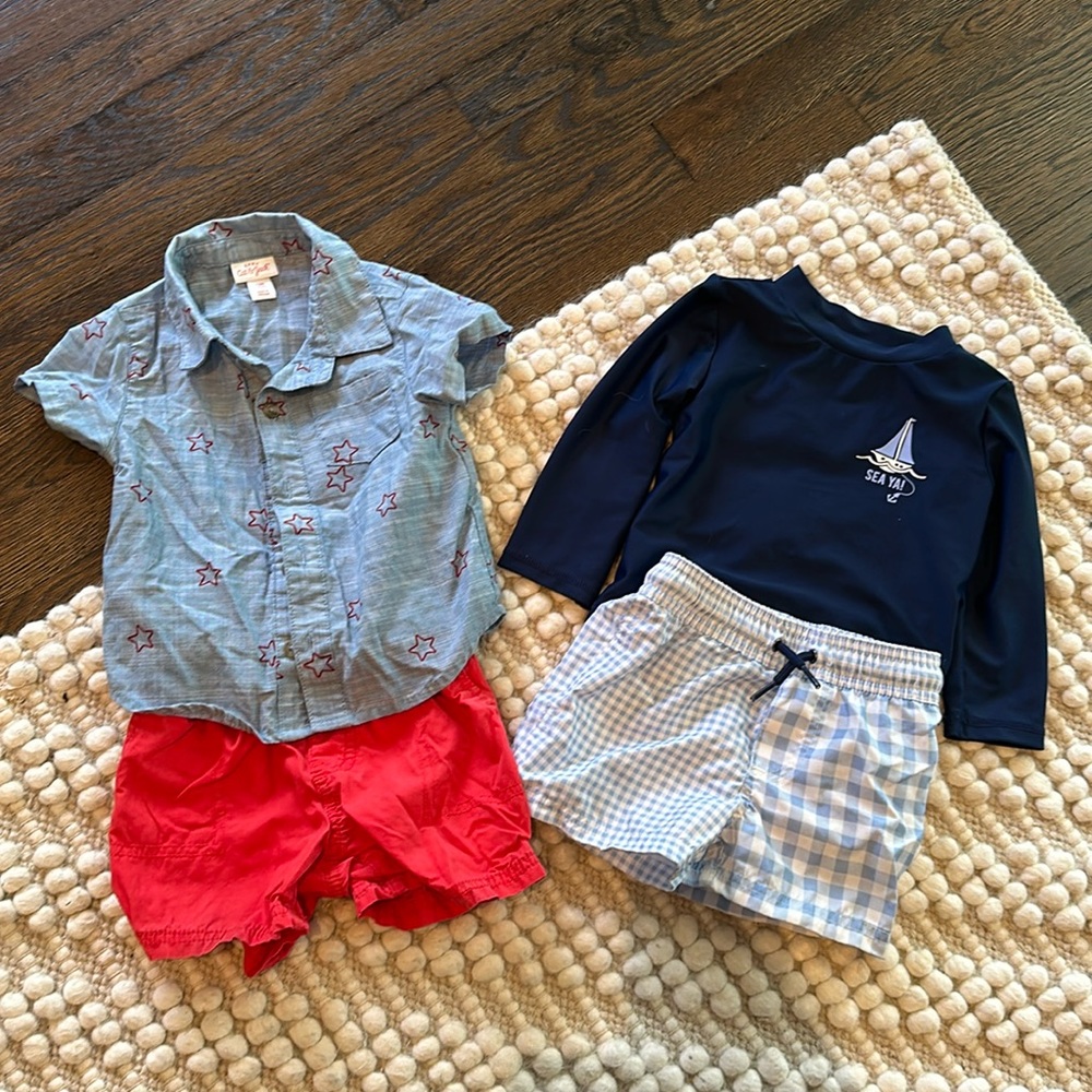 12 month summer bundle swimsuit and short set